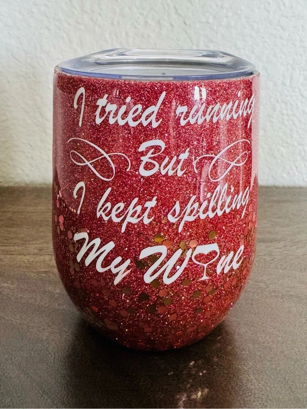Glitter Handmade Travel Running Wine Glass Tumbler